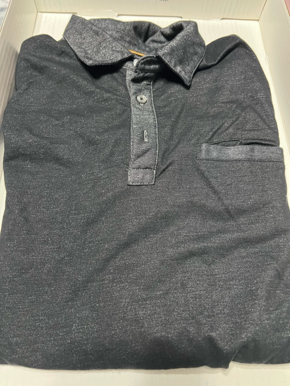 Denim & Flower Men's Charcoal Black Polo with Chest Pocket